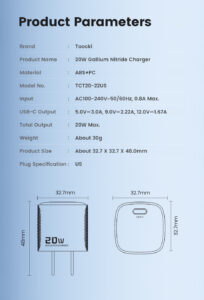 Toocki 20W Fast Charger Single Type C 10