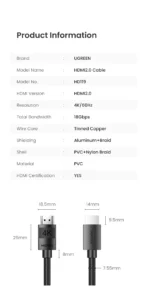 UGREEN USB C to HDMI Cable Specs